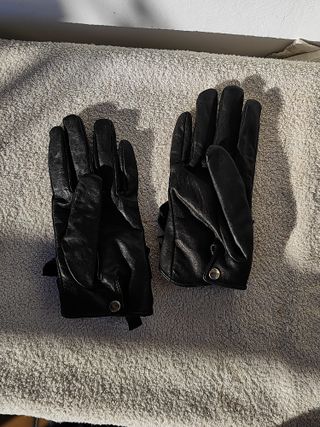 Guantes Twin Set Piel Negro Lazo