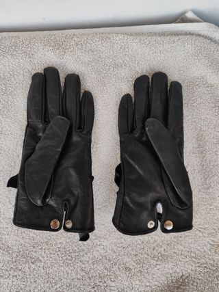 Guantes Twin Set Piel Negro Lazo