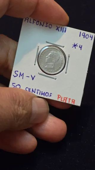Alfonso XIII 50 Céntimos Plata 1904 *4 SM-V