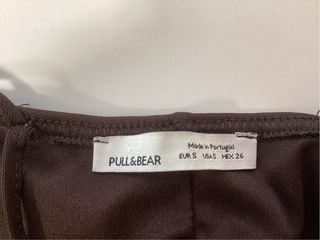 Vestido marrón fruncido Pull&Bear Talla S