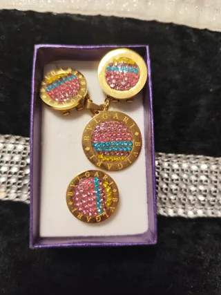 Conjunto Bvlgari Oro y Cristales