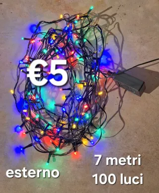 Luci Natale Esterno 7m 100 Luci Multicolor