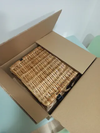 Cesta quesera El Corte Inglés mimbre y madera