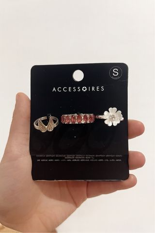 Pack 3 Anillos plateados rosa blanco New Yorker S