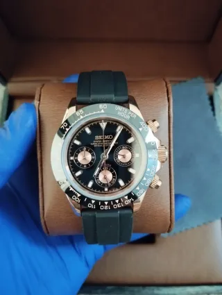 Seiko Mod Daytona Negro/Oro rosa