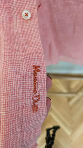Camisa Massimo Dutti Rosa.  Lino.  Talla XXL