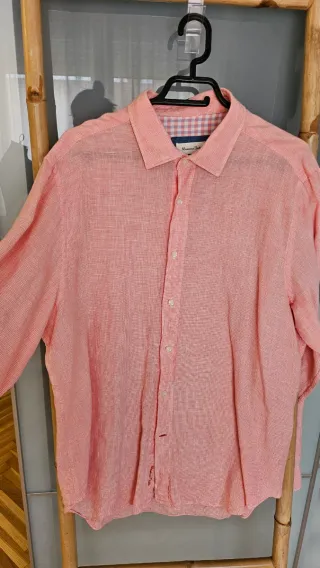 Camisa Massimo Dutti Rosa.  Lino.  Talla XXL