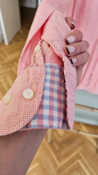 Camisa Massimo Dutti Rosa.  Lino.  Talla XXL