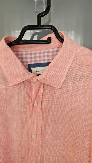 Camisa Massimo Dutti Rosa.  Lino.  Talla XXL