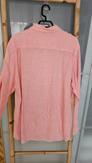 Camisa Massimo Dutti Rosa.  Lino.  Talla XXL