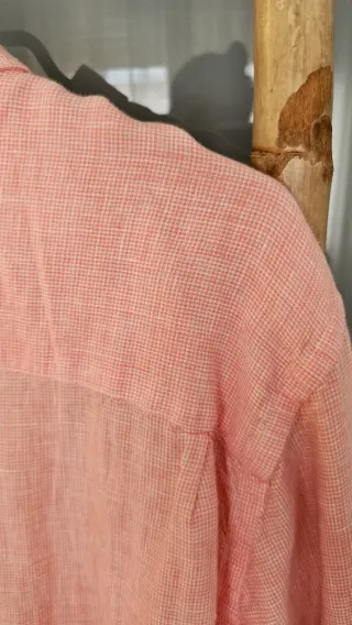 Camisa Massimo Dutti Rosa.  Lino.  Talla XXL