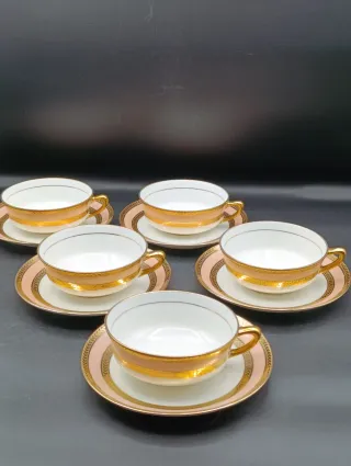 Set di 5 tazze da tè in porcellana Limoges
