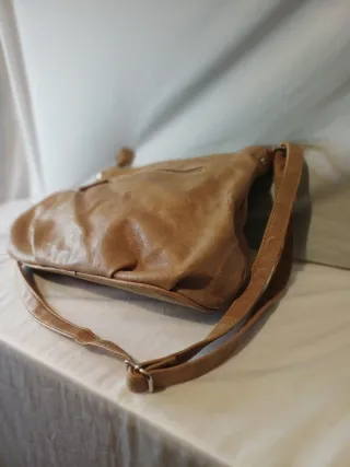 Borsa elegante in pelle da donna beige/marrone