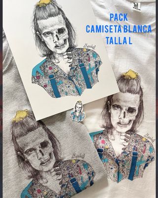 Pack Eleven Lámina, Camiseta L blanca y Pegatinas