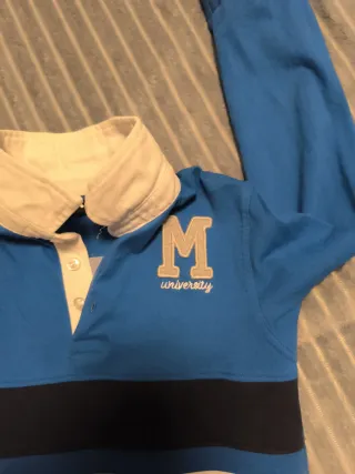 Polo manga larga niño azul talla 4/5