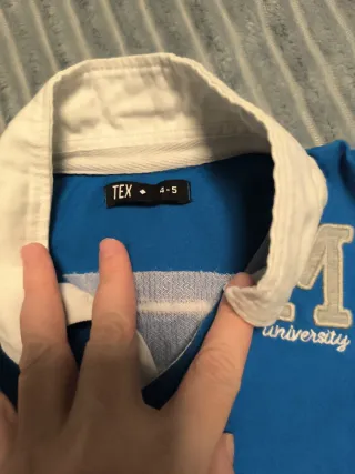 Polo manga larga niño azul talla 4/5