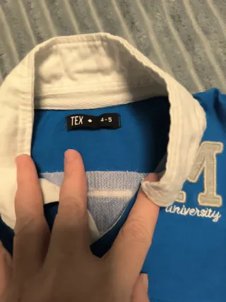 Polo manga larga niño azul talla 4/5