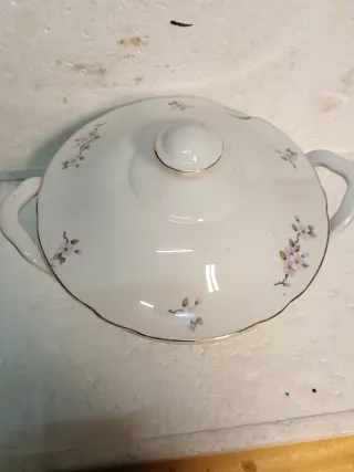 Zuppiera vintage porcellana fior di pesco