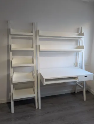 Escritorio y Estantería Escalera Banak Blanco