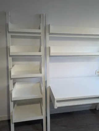 Escritorio y Estantería Escalera Banak Blanco