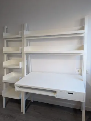 Escritorio y Estantería Escalera Banak Blanco