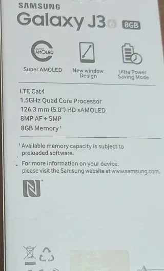 Samsung Galaxy J3 6 Nero. Nuovo da aprire