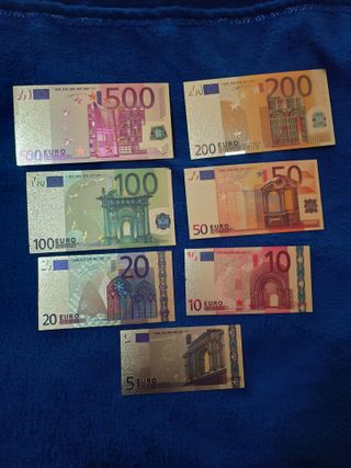 EURO SERIE 7 Pz LAMINA D'ORO COLORATA