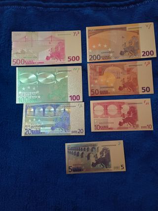 EURO SERIE 7 Pz LAMINA D'ORO COLORATA