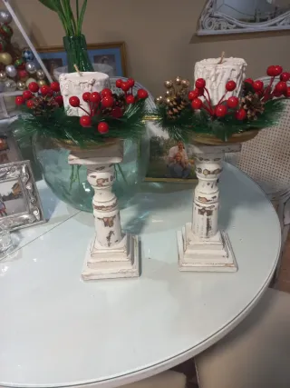 Portacandele Shabby Chic in Legno Riciclato