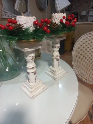 Portacandele Shabby Chic in Legno Riciclato