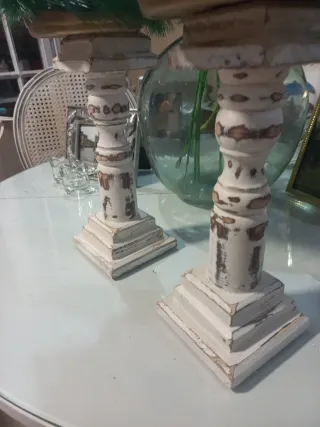 Portacandele Shabby Chic in Legno Riciclato