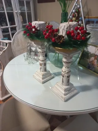 Portacandele Shabby Chic in Legno Riciclato
