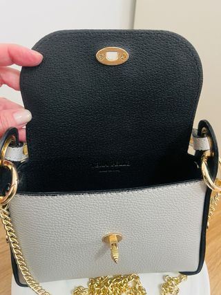 Bolso gris en piel italiana Golden Bee (abeja)