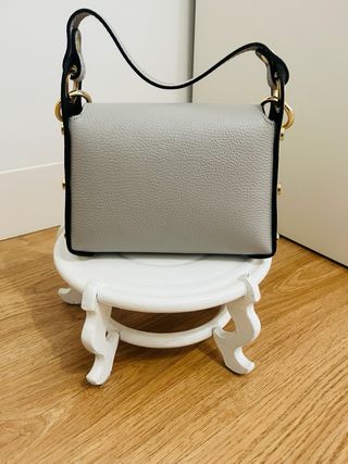 Bolso gris en piel italiana Golden Bee (abeja)
