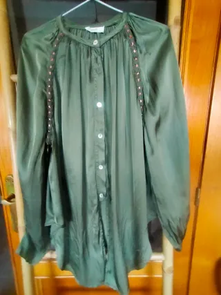 Blusa verde viscosa Made in Italy