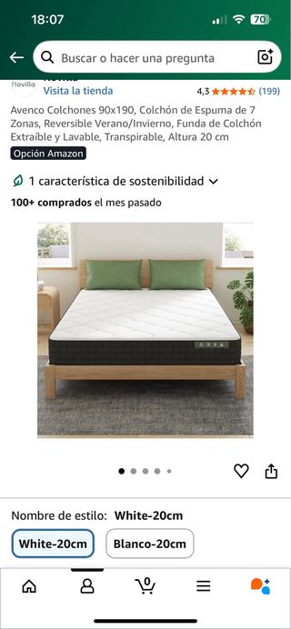 Materasso in schiuma Avenco 90x190cm spessore 20cm nuovo