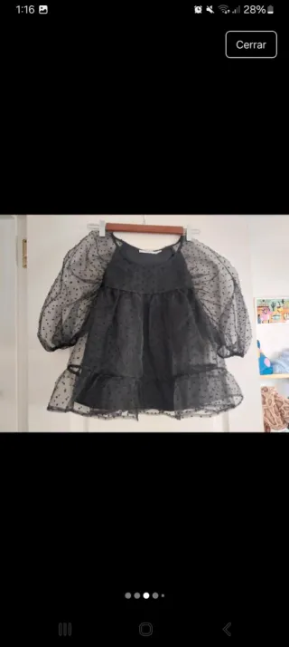 Blusa nueva negra tul talla 36