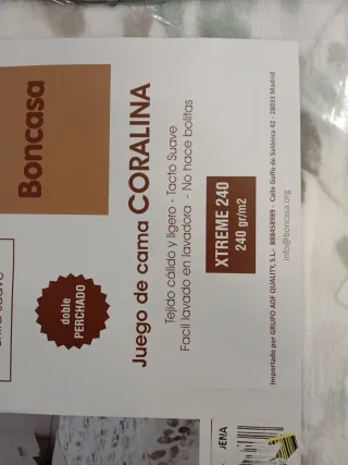 Juego de cama coralina 150cm