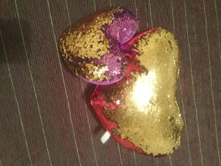 2 Cojines Corazón Lentejuelas Dorado/Rosa