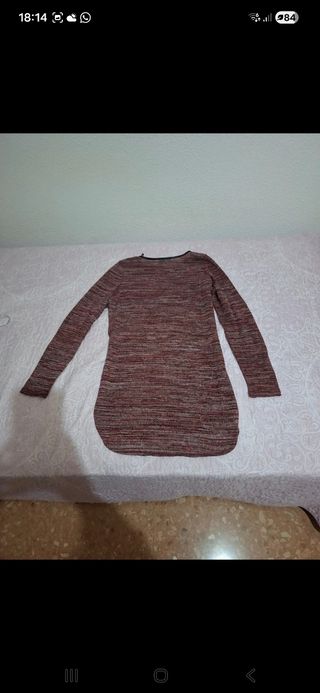 Jersey largo burdeos jaspeado con hilo brillante