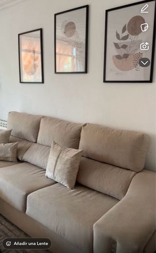 Sofá Canapé Beige Tela