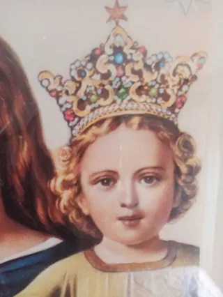 Quadro Vergine e Bambino con Cornice in Legno