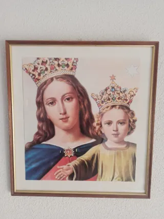 Quadro Vergine e Bambino con Cornice in Legno