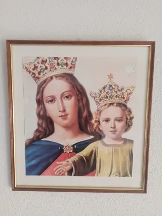 Quadro Vergine e Bambino con Cornice in Legno