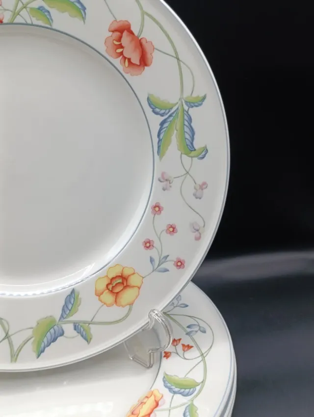 Set di 6 piatti in porcellana tedesca Villeroy & Boch con delicato design floreale