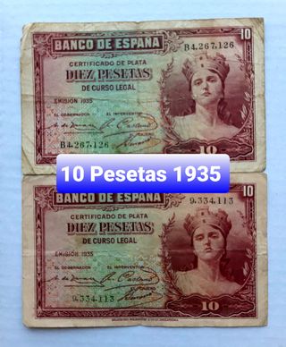 2 Banconote 10 Pesetas 1935
