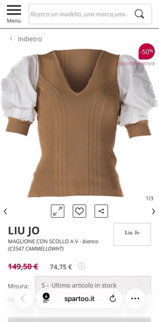 Maglia Liu Jo XS marrone e bianca
