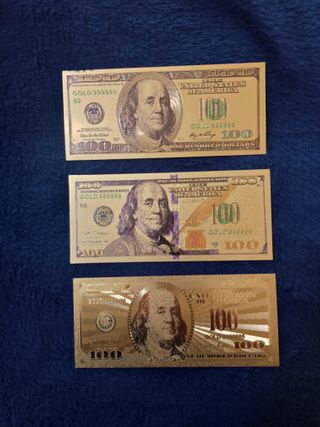 3 X 100 DOLLARI B. FRANKLIN LAMINA D'ORO