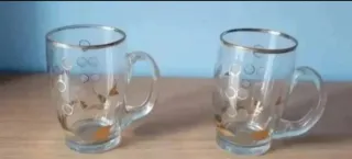 Caraffa e 5 Bicchieri da Birra in Cristallo Dorato