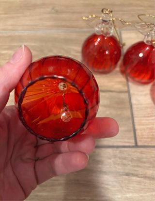 Angeli natalizi in vetro soffiato rosso 4 pezzi